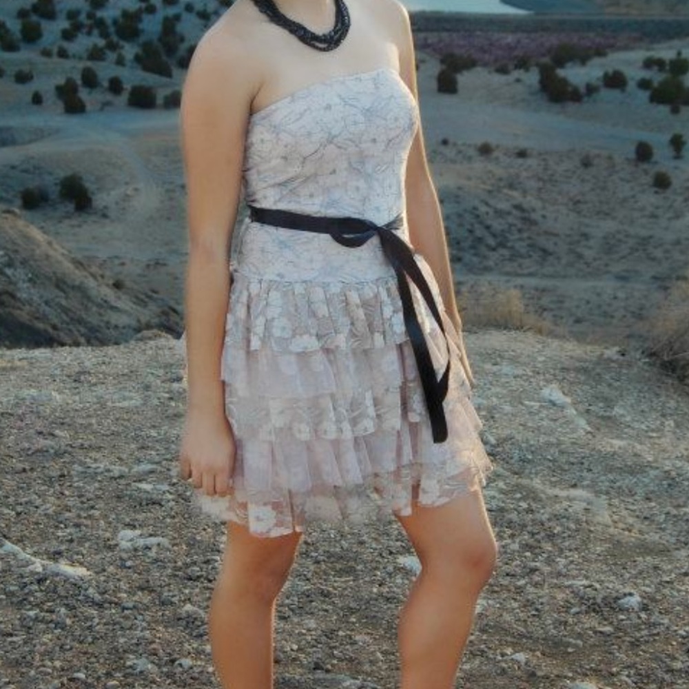 Nude sliver laced dress